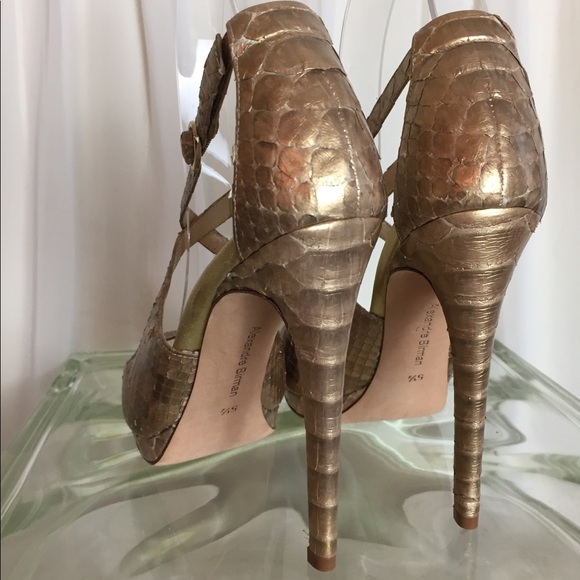 Alexandre Birman Gold Snakeskin platforms 5 1/2 - Picture 5 of 8